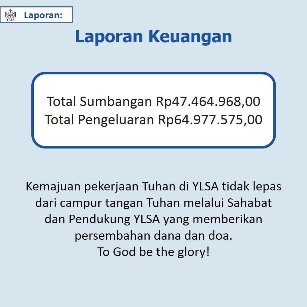 Laporan keuangan YLSA Januari 2021.